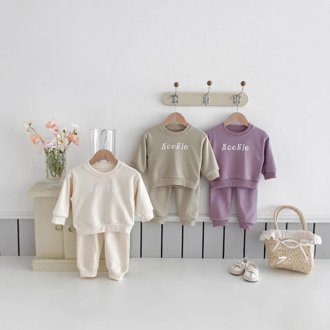 Korean Version Spring and Autumn Ins Baby Letter Long Sleeved Set Baby Sports Leisure Cartoon 2-piece Set, Children's Clothing