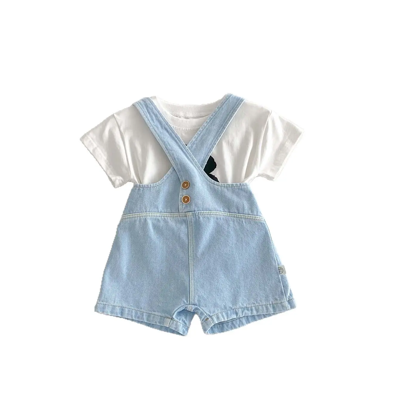 Baby Korean Version Summer Denim Pure Cotton Overalls Baby Stylish Jumpsuit Casual Outdoor Versatile Shorts