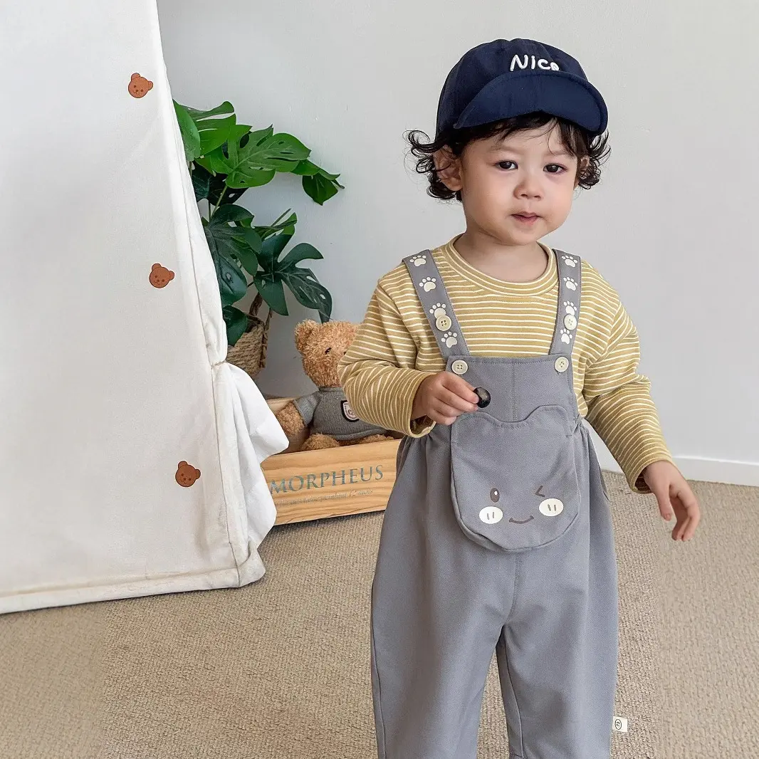 Children's Teddy Bear Overalls 2025 New Autumn Baby Stylish Korean Version Casual Pants Baby Super Cute Autumn Pants