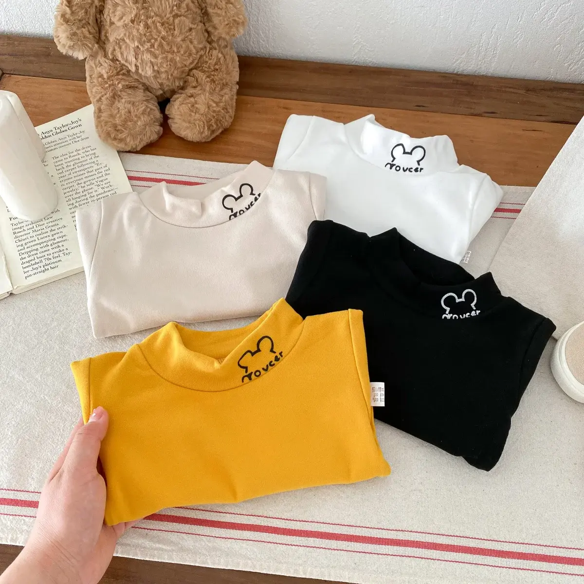 Fall Winter Essential: Cartoon Embroidered Velvet Long Sleeve Warm Top Children 6M-6Y, Keeping The Cold At Bay All Winter Long