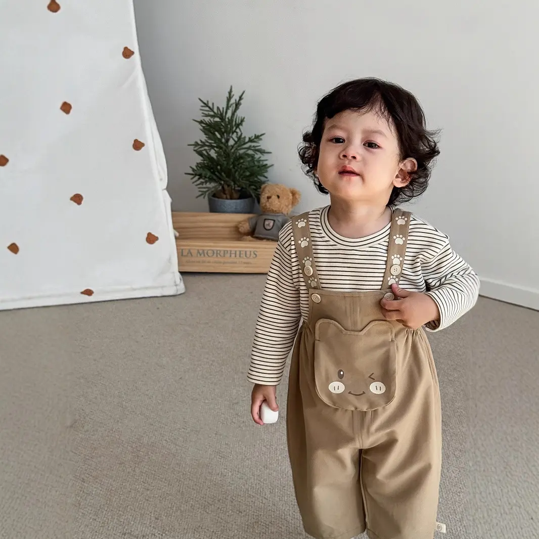 Children's Teddy Bear Overalls 2025 New Autumn Baby Stylish Korean Version Casual Pants Baby Super Cute Autumn Pants