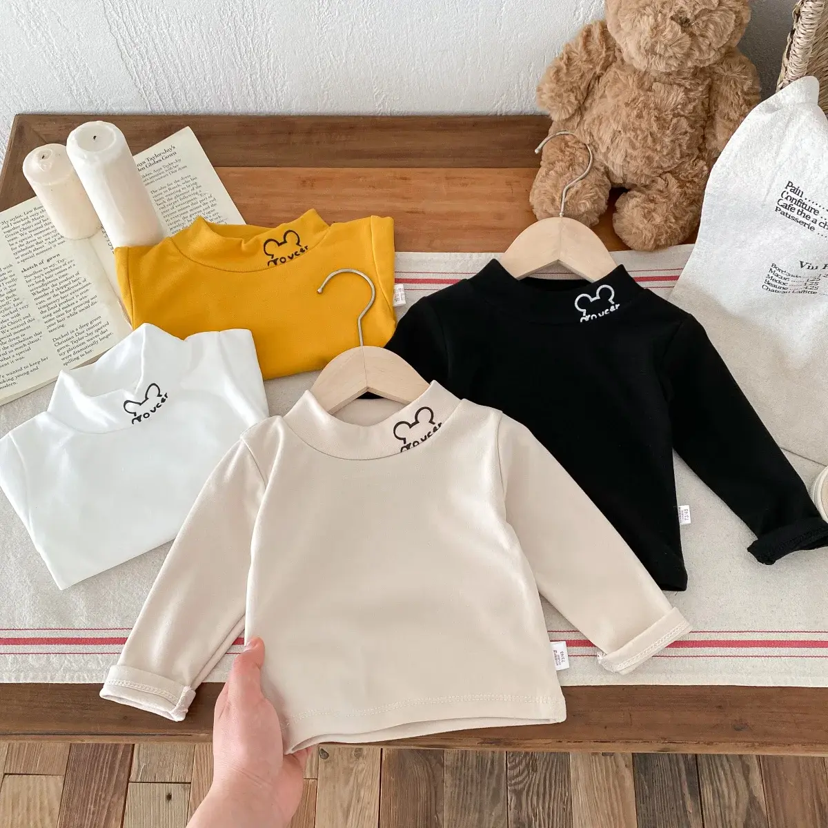 Fall Winter Essential: Cartoon Embroidered Velvet Long Sleeve Warm Top Children 6M-6Y, Keeping The Cold At Bay All Winter Long