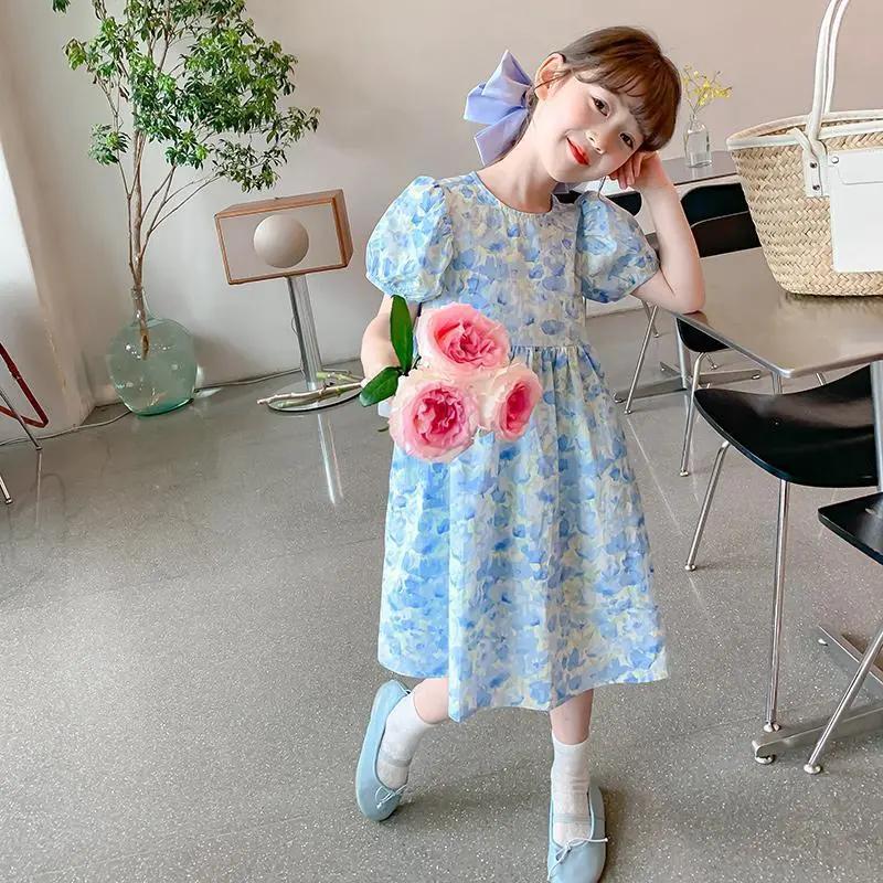 New fashionable dress for girls in summer, baby's summer dress, floral princess, little girl's stylish summer children's dress