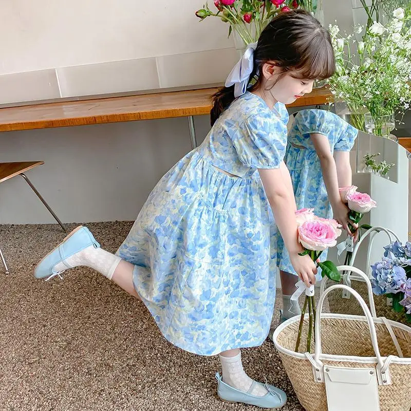 New fashionable dress for girls in summer, baby's summer dress, floral princess, little girl's stylish summer children's dress