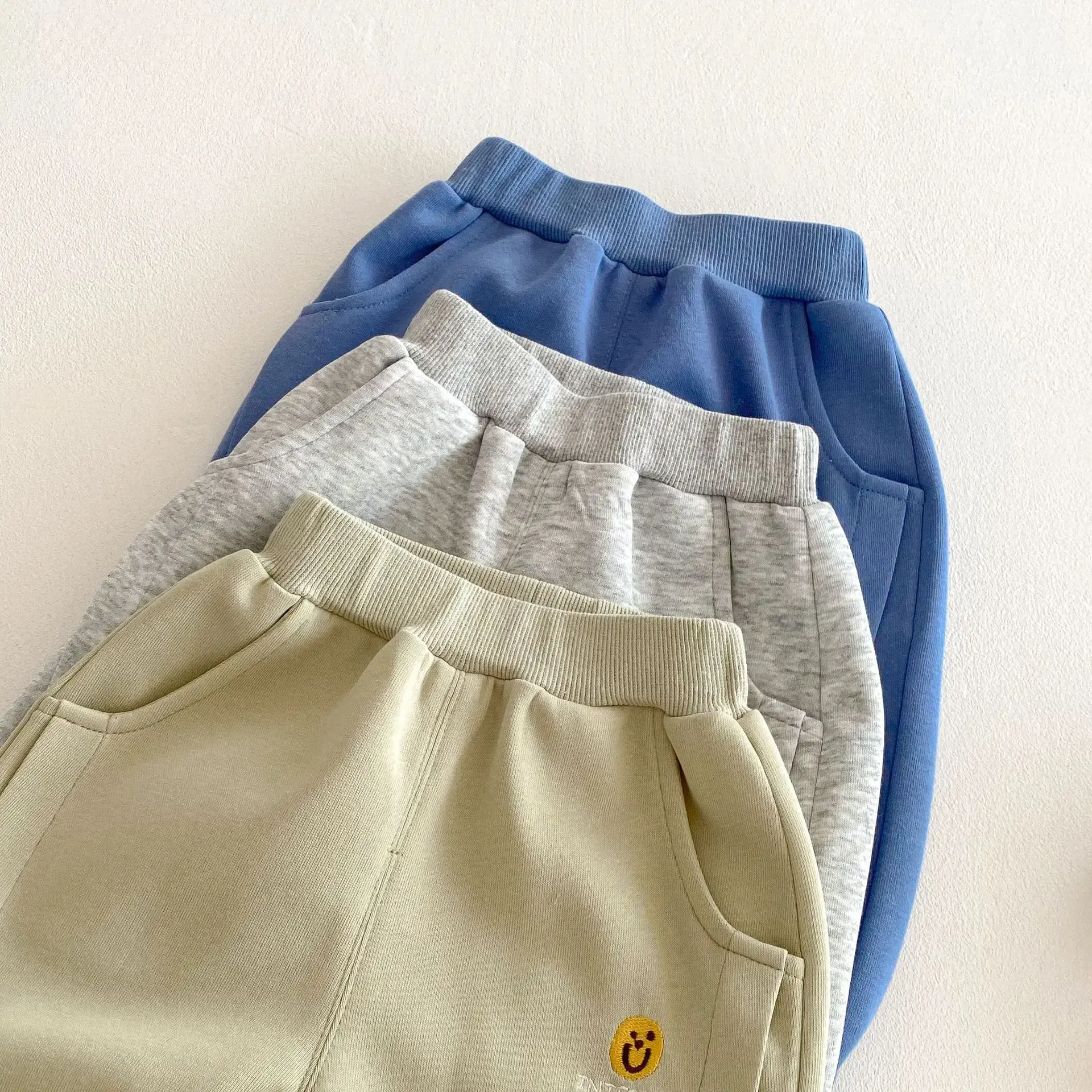 2025 Spring New Arrival Boys' Embroidered Sweatpants, Korean Style Solid Color Fashion Sports Pants for Baby Boys