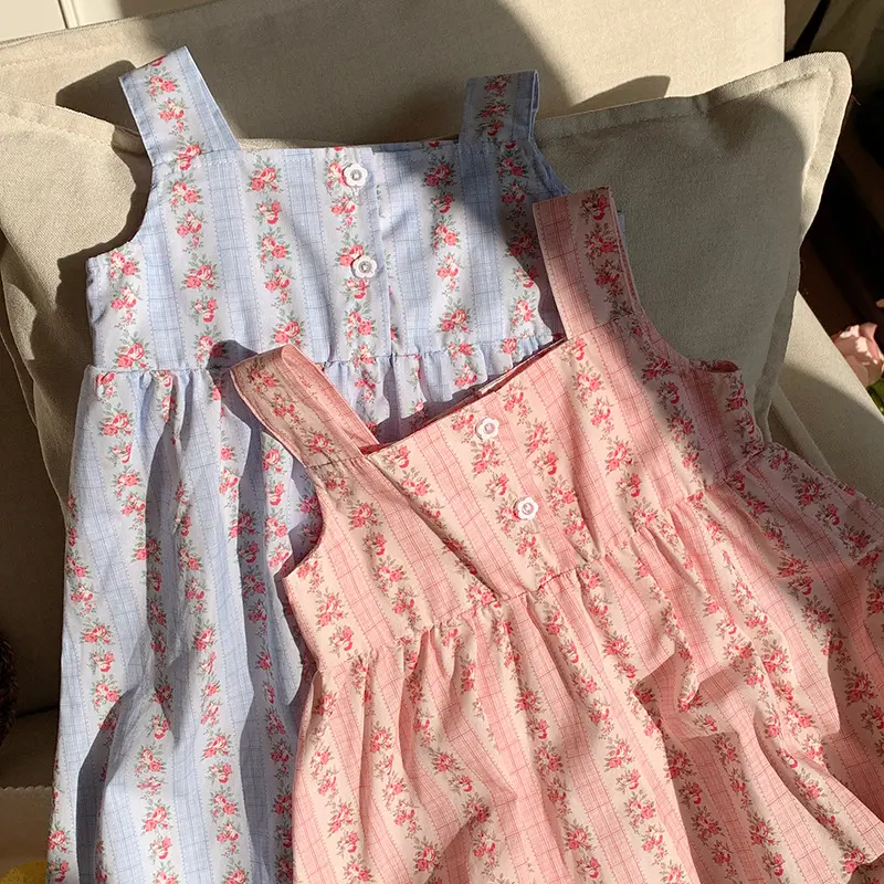 2025 Summer New Children's Clothing Korean Version Floral Suspender Girls' Dress Cotton Skirt Basic Sleeveless Vest Skirt