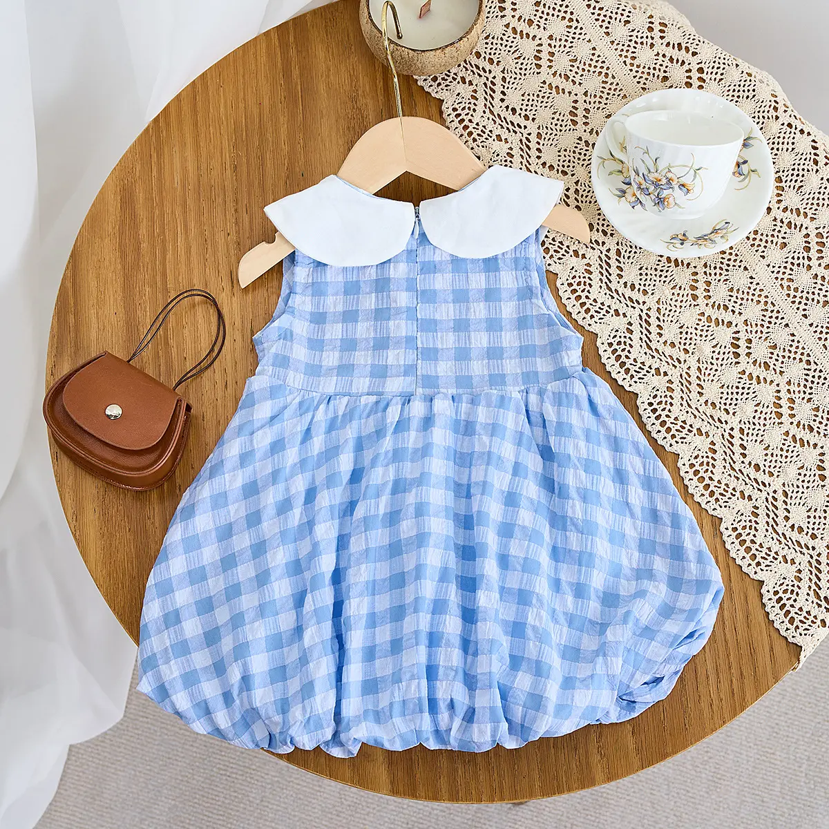 Children's Clothing 2025 Summer Girl Baby Duckling Embroidered Dress Small Fresh Plaid Dress Thin Skirt