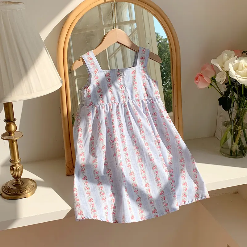 2025 Summer New Children's Clothing Korean Version Floral Suspender Girls' Dress Cotton Skirt Basic Sleeveless Vest Skirt