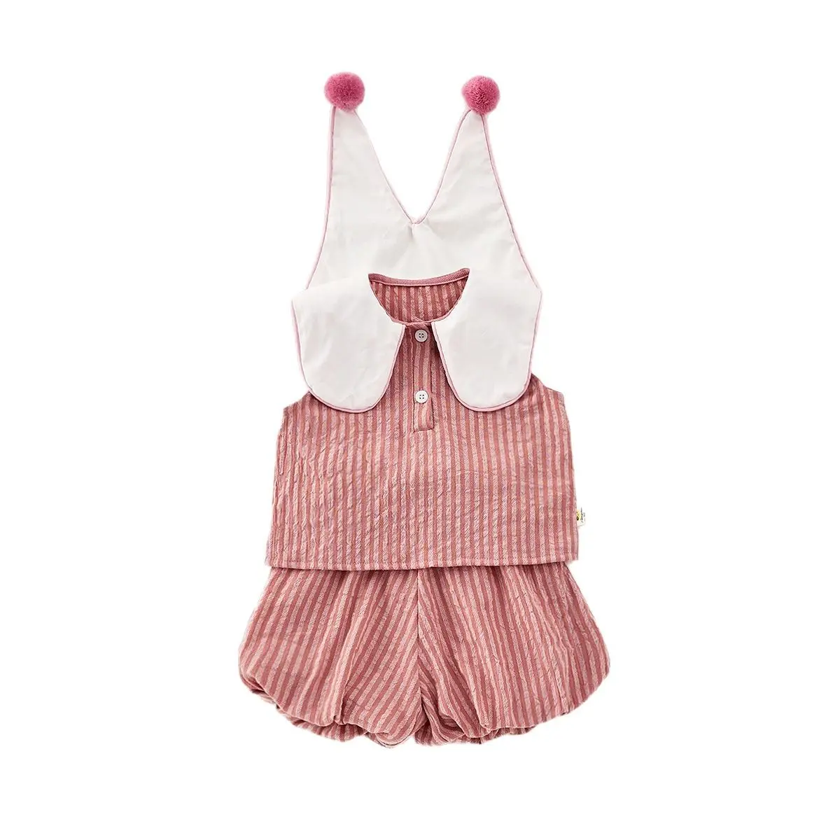 Korean children's clothing 2025 summer edition girls' baby lapel sleeveless set small fresh striped set