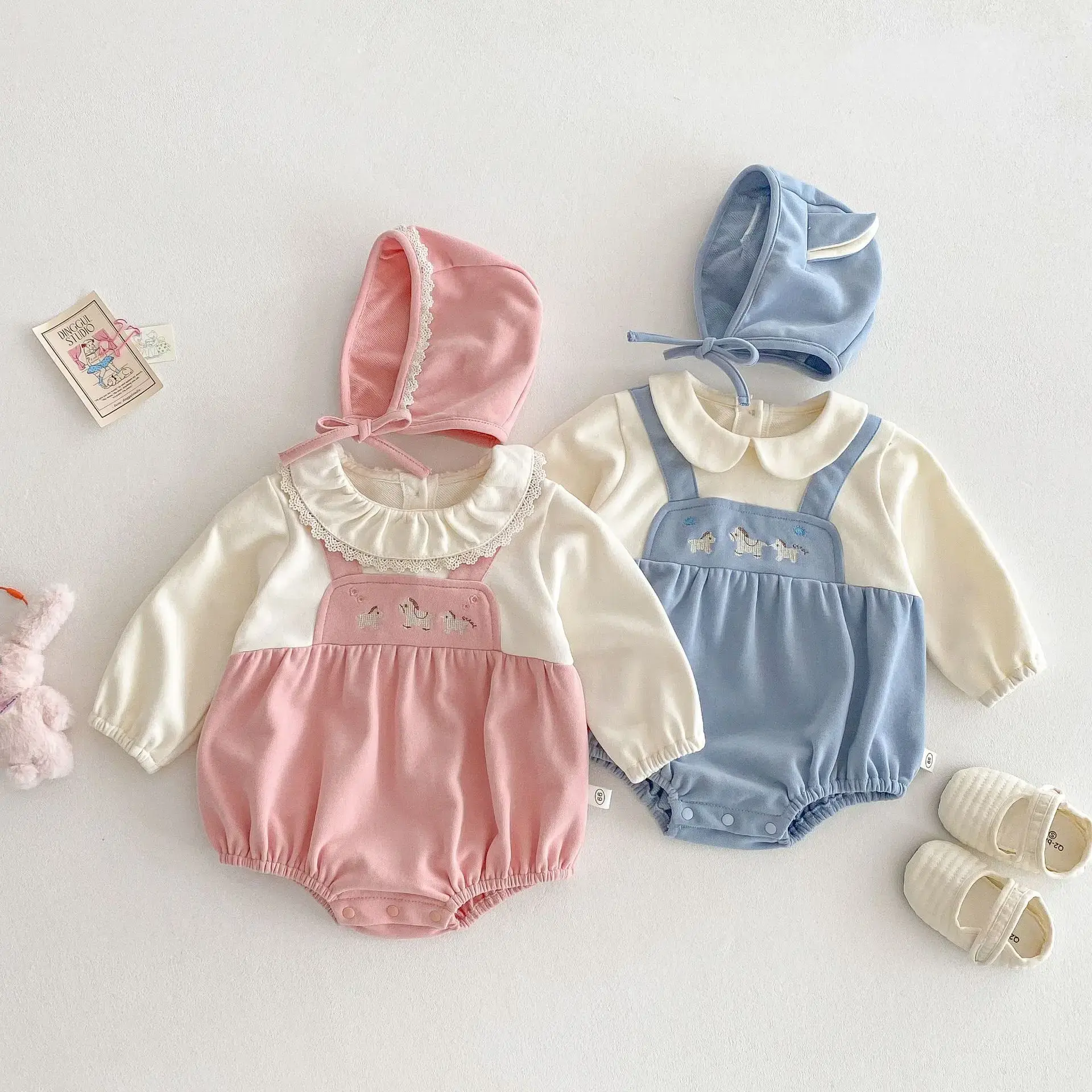 2025 Spring New Baby Princess Romper – 2-in-1 Faux Layered Crawling Outfit for Newborns, Super Cute Baby Spring Clothes with Hat
