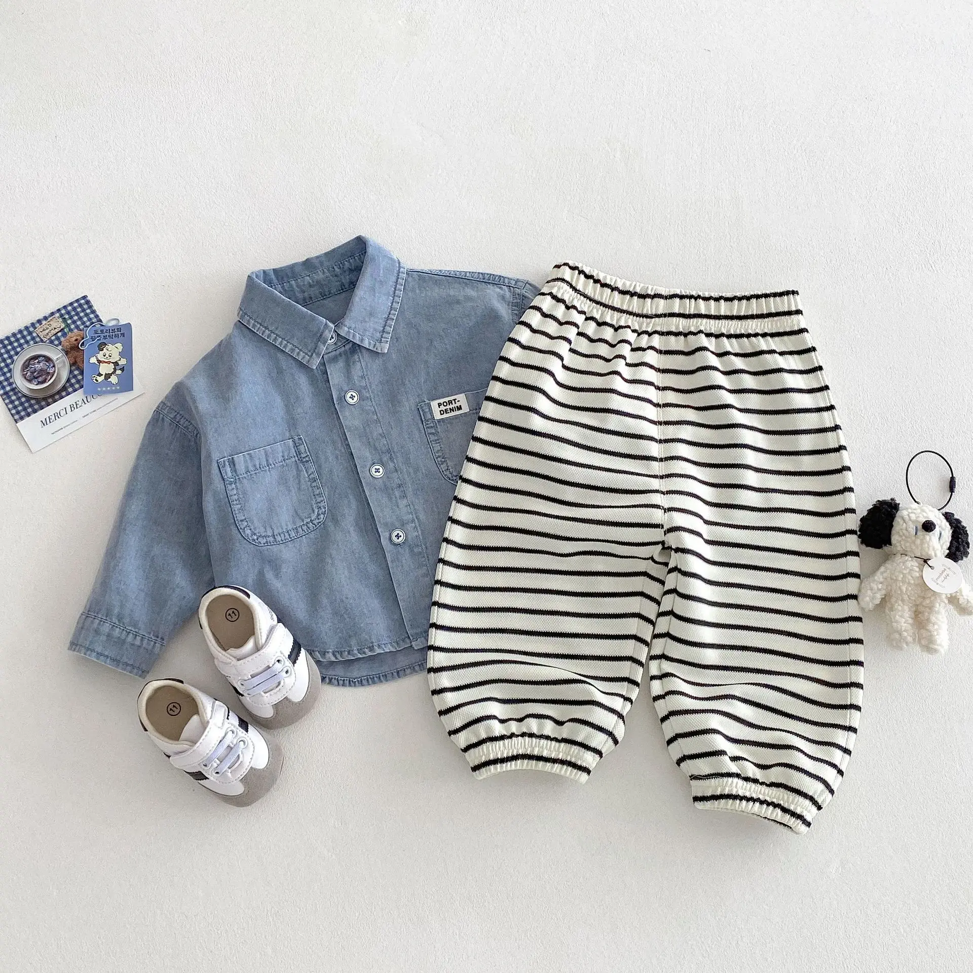 Spring Baby Boy & Girl Stripe Casual Pants 0-5 Years - Korean Style Simple & Loose-Fit Trousers for Toddlers
