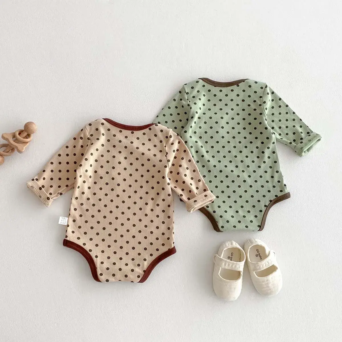 2025 Winter Autumn New in Infant Toddler Cotton Dot Casual Homewear , Kids Baby Outfits Jumpsuits Newborn Bodysuits 0-24M