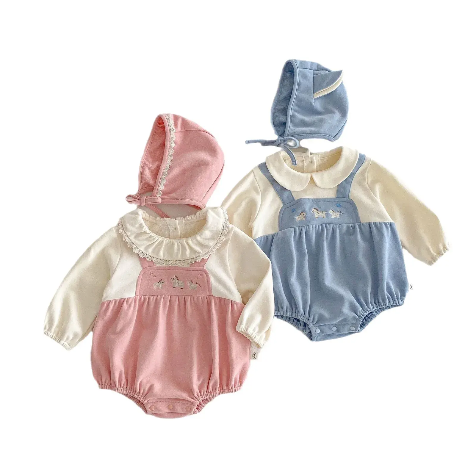 2025 Spring New Baby Princess Romper – 2-in-1 Faux Layered Crawling Outfit for Newborns, Super Cute Baby Spring Clothes with Hat