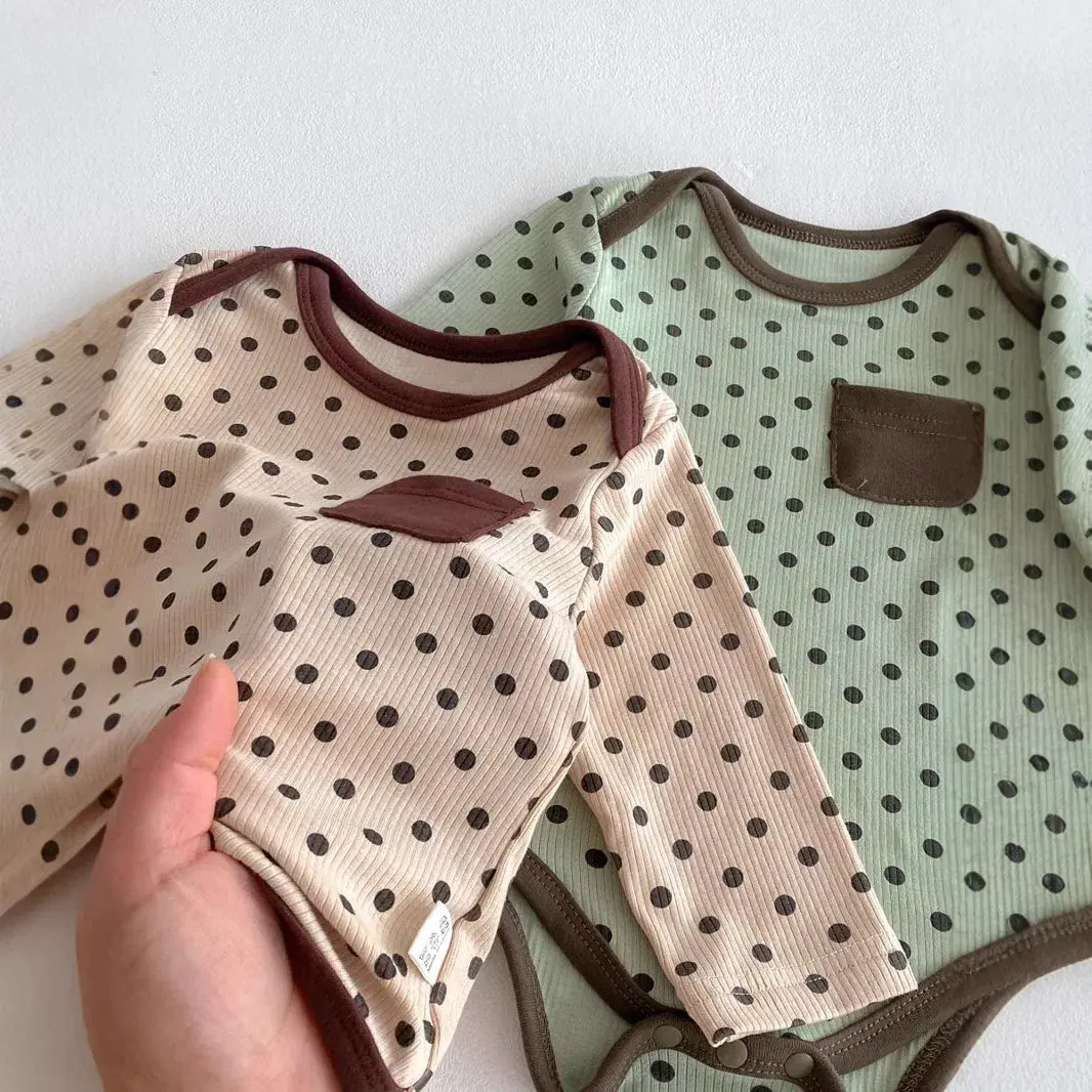 2025 Winter Autumn New in Infant Toddler Cotton Dot Casual Homewear , Kids Baby Outfits Jumpsuits Newborn Bodysuits 0-24M