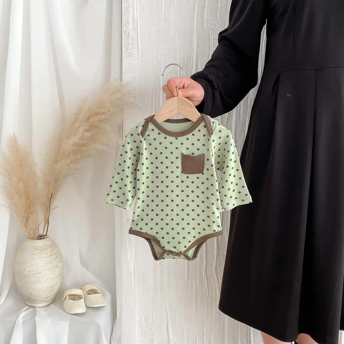 2025 Winter Autumn New in Infant Toddler Cotton Dot Casual Homewear , Kids Baby Outfits Jumpsuits Newborn Bodysuits 0-24M