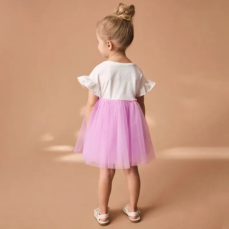 New Sweet Girl Princess Skirt Cute Mesh Children's Skirt Summer Short Sleeved Dress Wholesale