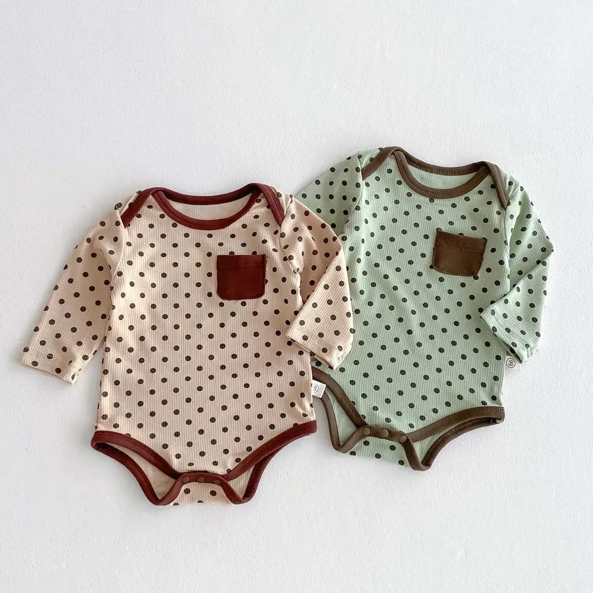 2025 Winter Autumn New in Infant Toddler Cotton Dot Casual Homewear , Kids Baby Outfits Jumpsuits Newborn Bodysuits 0-24M