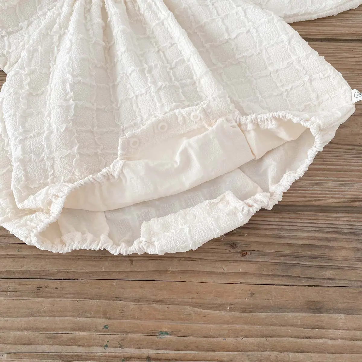 2025 Spring Baby Girl Ruffled Solid Color Romper with Bubble Sleeves and Long Sleeved Dress Sister Matching Outfit