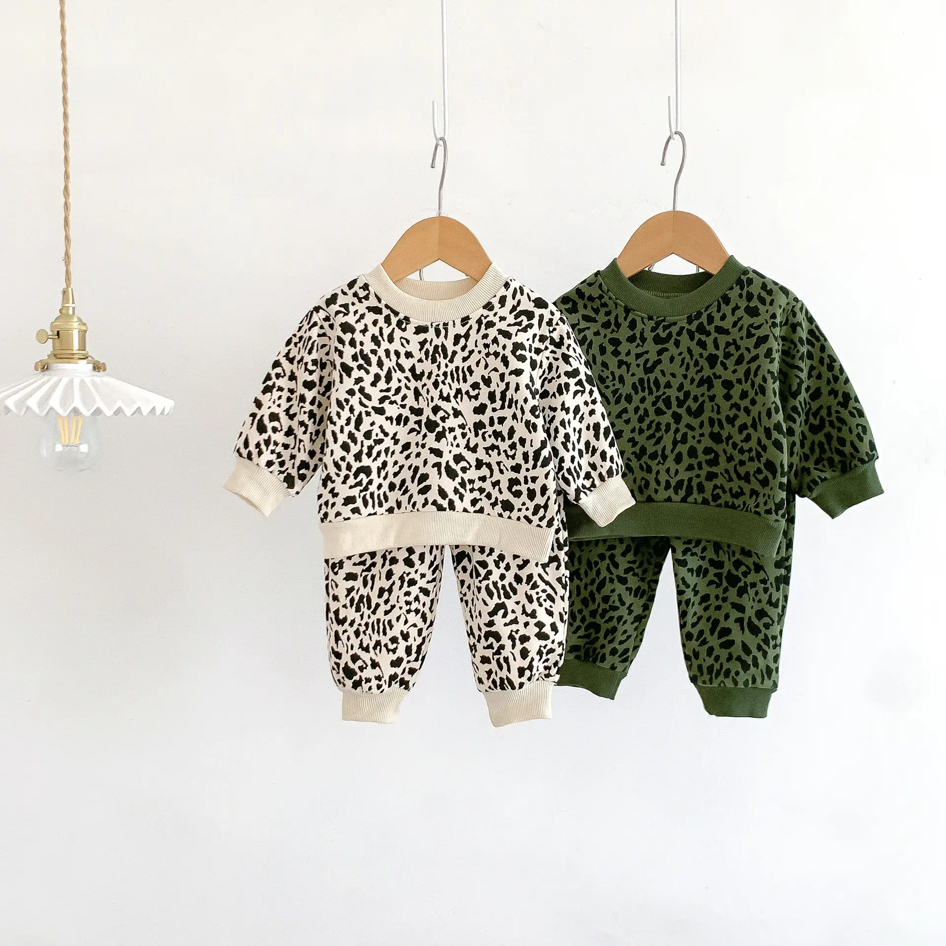 Spring Baby Clothes - Adorable Leopard Print Cotton Sweatshirt and Long Sleeve Set for Baby Boys and Girls