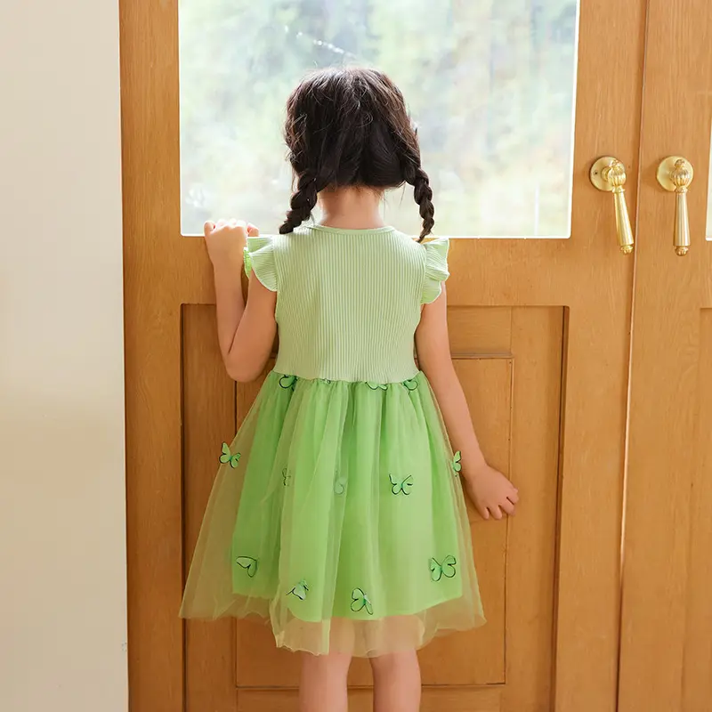 Girls' Summer Dress 2025 New Fashionable Children's Princess Dress 0-6 Year Old Baby Short Sleeve Butterfly Dress
