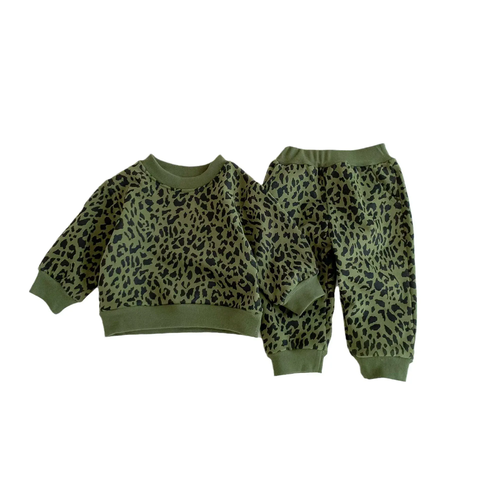 Spring Baby Clothes - Adorable Leopard Print Cotton Sweatshirt and Long Sleeve Set for Baby Boys and Girls