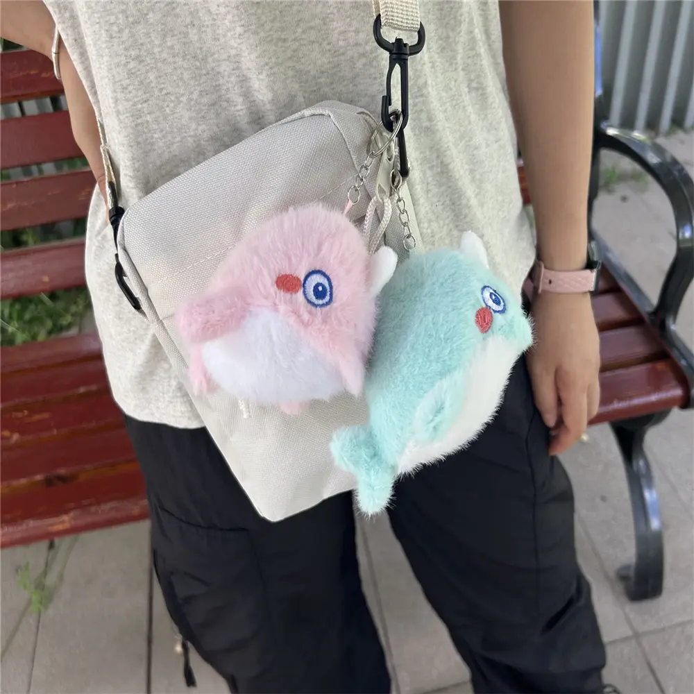 24PCS Mix 2Colors 11CM-13CM , Whale Plush Stuffed Key Ring Chain Doll Toy