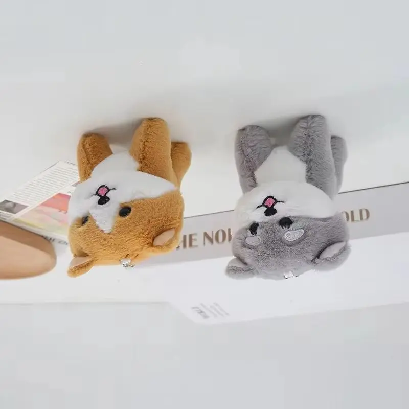 12PCS 2Colors - Fluffy Cute Dog Key Chain Ring Plush Stuffed Animal Toy Charm