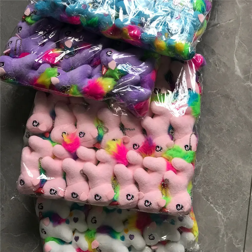 10PCS Plush Stuffed 7CM Horse Toy , Mix Colors Plush Key Chain Doll