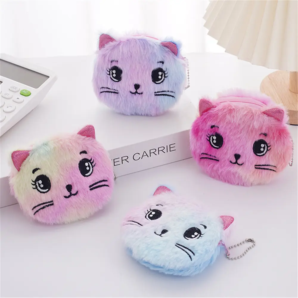 Mix Colors Plush Coin Purse - New Cat Key Clip Pendant Coin Pouch Bag Wallet