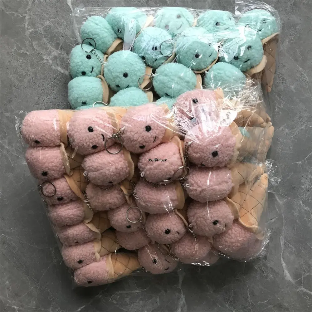 2Colors Stuffed Little Pendant Key Chain Plush Ice Cream Toy Doll