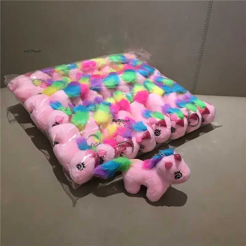 24PCS/LOT , Small 8CM Horse Stuffed Animal Plush Toy ; Keyring Chain Decoration Plush Horse TOY DOLL