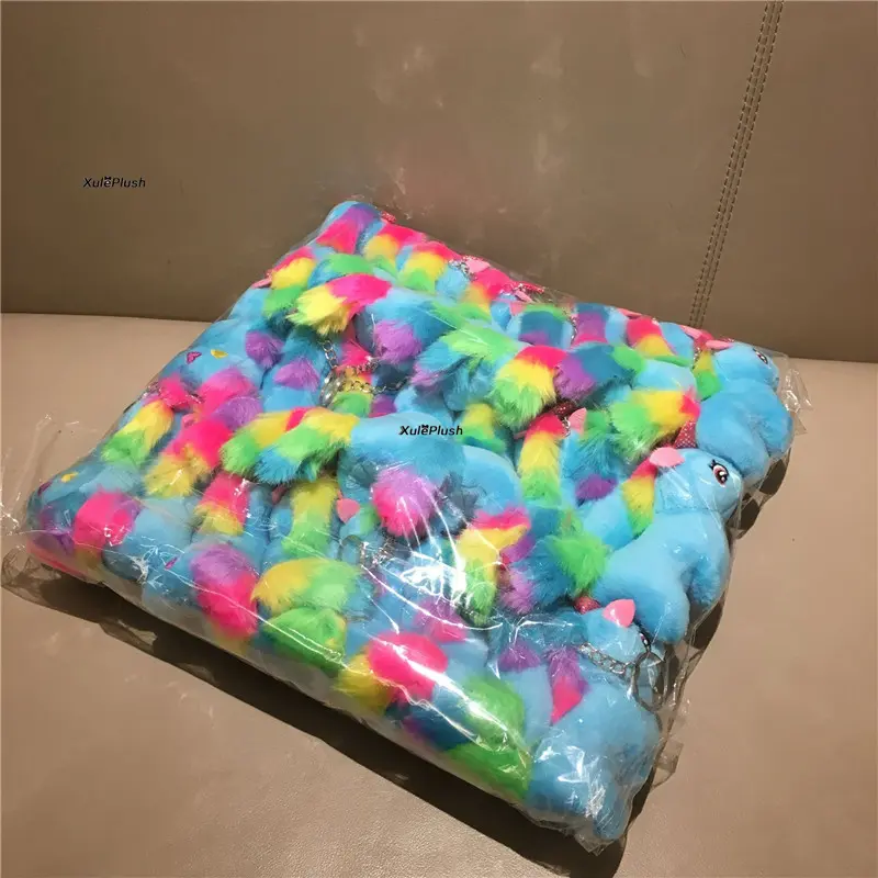 24PCS/LOT , Small 8CM Horse Stuffed Animal Plush Toy ; Keyring Chain Decoration Plush Horse TOY DOLL