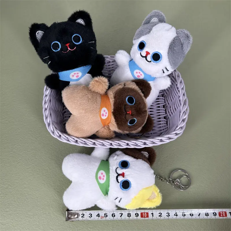 4Colors - 11CM Fluffy Cat Key Clip Chain TOY , Plush Stuffed Toy , Plush Charm Pendant