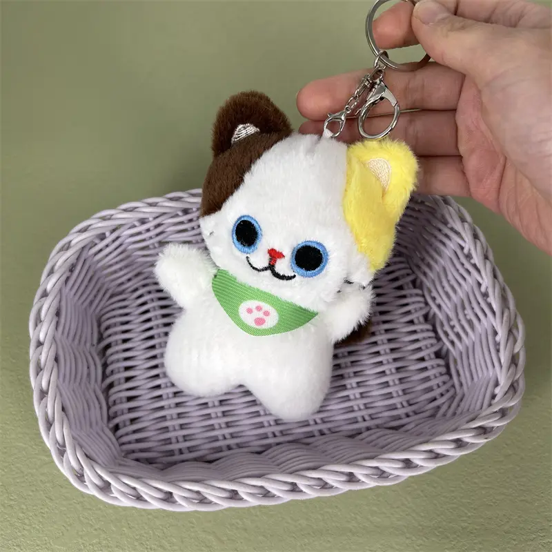4Colors - 11CM Fluffy Cat Key Clip Chain TOY , Plush Stuffed Toy , Plush Charm Pendant