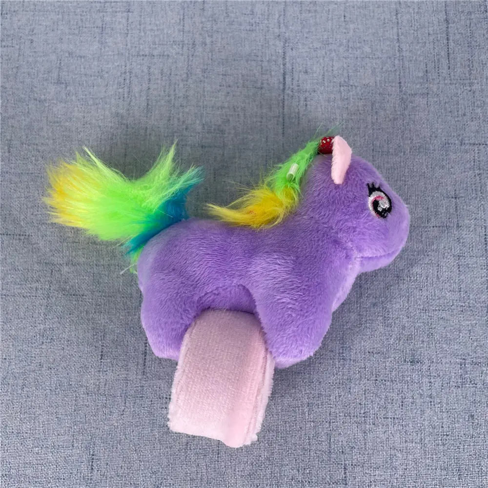 4PCS/LOT , Fluffy Cute 9CM Horse Plush Stuffed Toy , Gift Plush Wrist Bracelet Slap Belt Toy