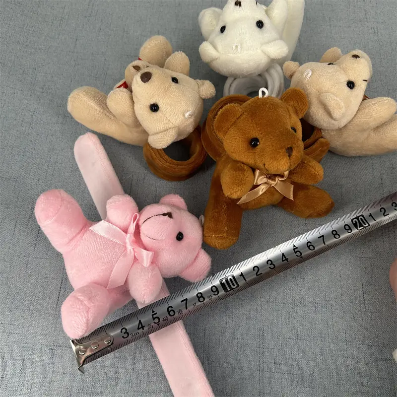 4Colors Bear Stuffed Plush Toy , 10CM Plush Bracelet Bear Toy Doll , Wrist Slap Belt TOY