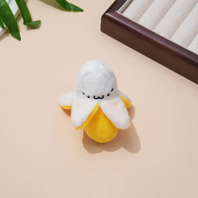 8CM Little Yellow Banana Plush TOY , String Keychain Plush Doll , Bracelet Belt Plush TOY