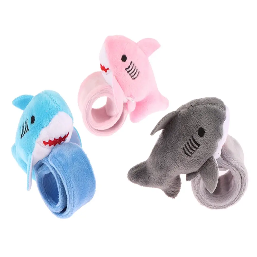3Colors, Small 7CM Approx. Stuffed Shark Plush Toy Doll , Belt Animal Wrist Slap Band Bracelet Gift