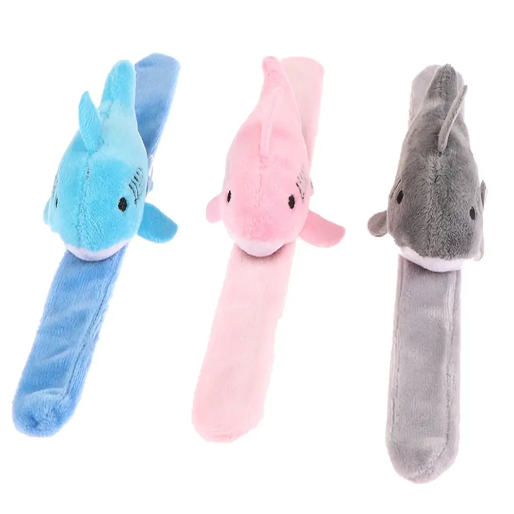 3Colors, Small 7CM Approx. Stuffed Shark Plush Toy Doll , Belt Animal Wrist Slap Band Bracelet Gift