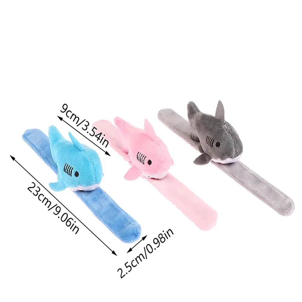 3Colors, Small 7CM Approx. Stuffed Shark Plush Toy Doll , Belt Animal Wrist Slap Band Bracelet Gift