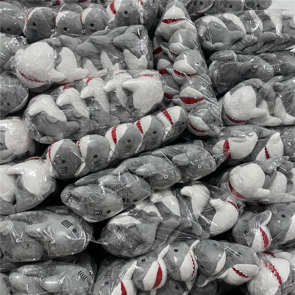20PCS New Size 17CM Approx. Plush Stuffed Toy Shark Chain Keychain Plush Doll