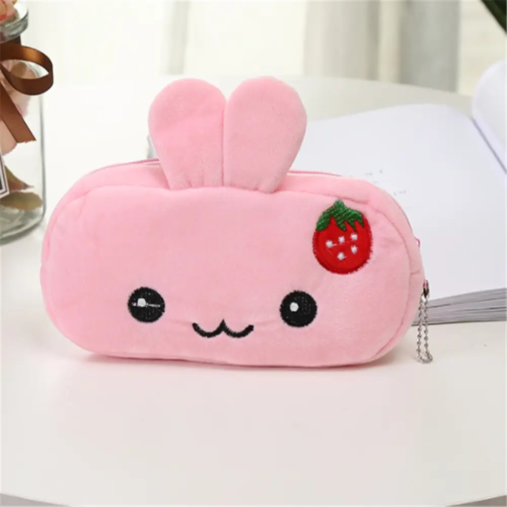 36PCS , 22CM Pink Strawberry Rabbit Plush Coin Pencil Bag Purse , Plush Coin Pouch
