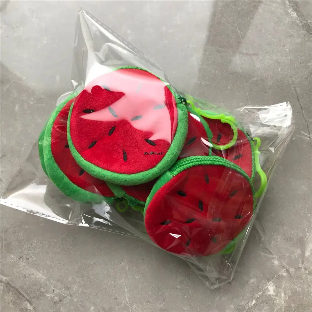 100PCS Mix Designs, Little Fruit Plush Purse , 8CM Small Plush Coin Bag Pouch