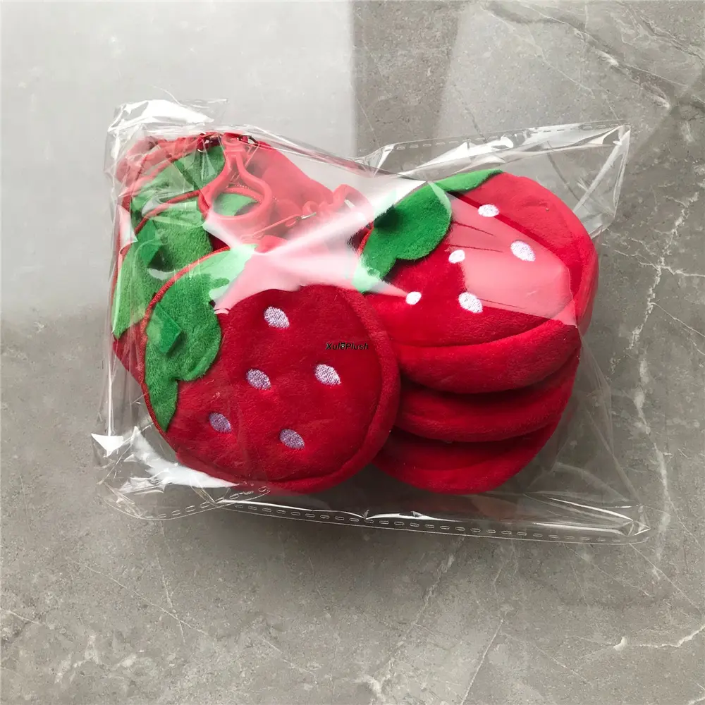 100PCS Mix Designs, Little Fruit Plush Purse , 8CM Small Plush Coin Bag Pouch