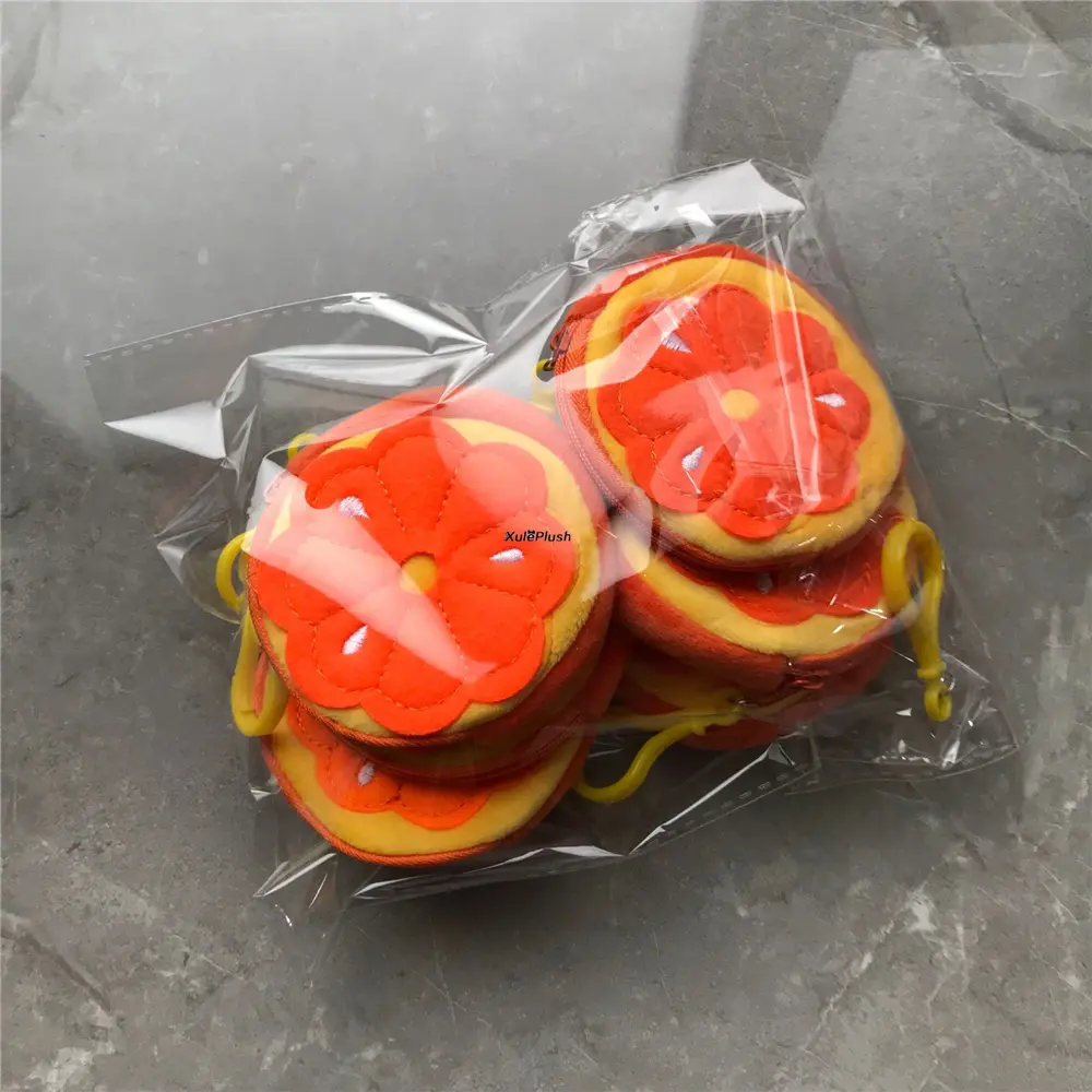 100PCS Mix Designs, Little Fruit Plush Purse , 8CM Small Plush Coin Bag Pouch