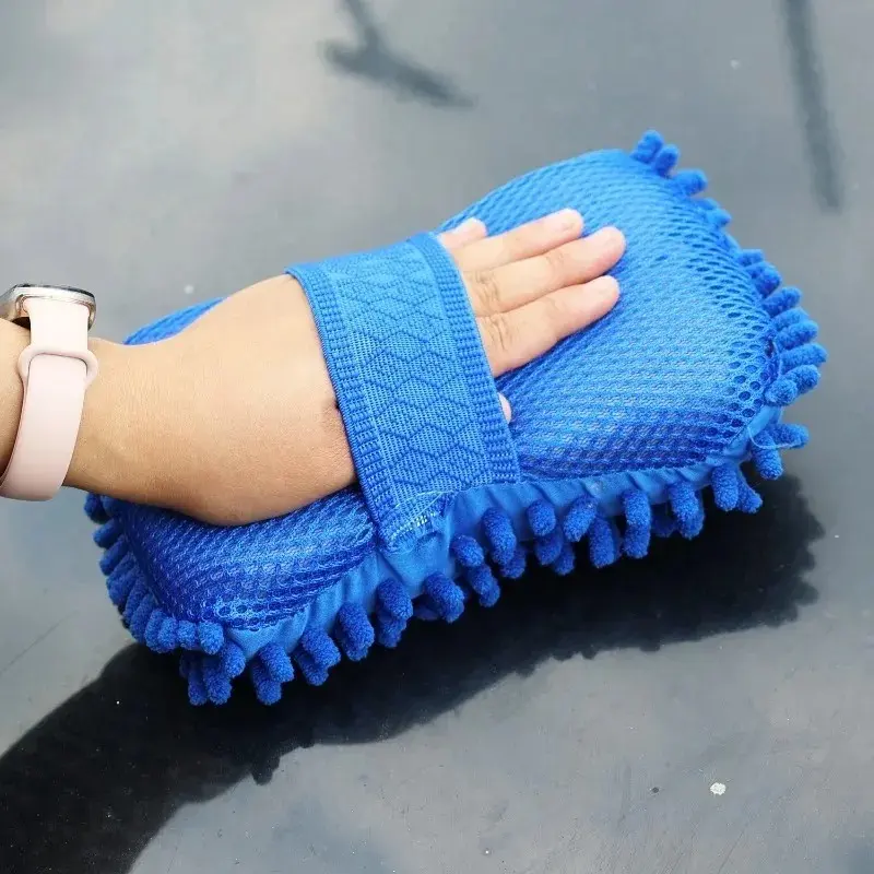 Blue Cleaning Sponge Car Wash Care Washing Brush Pad Cleaning Tool Microfiber Polishing Dusting Scratch-free Washing Cars Floors
