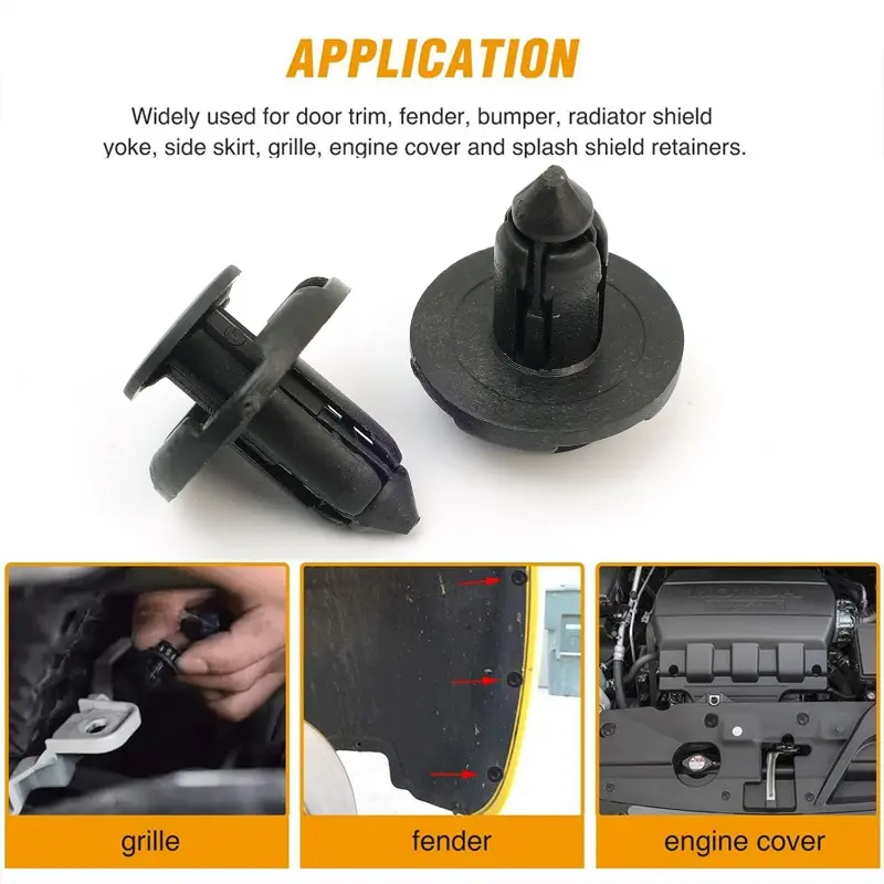 Car 8mm Hole Plastic Rivets Fastener Push Clip Black Auto Vehicle Door Trim Panel Retainer Fastener Car Accessories