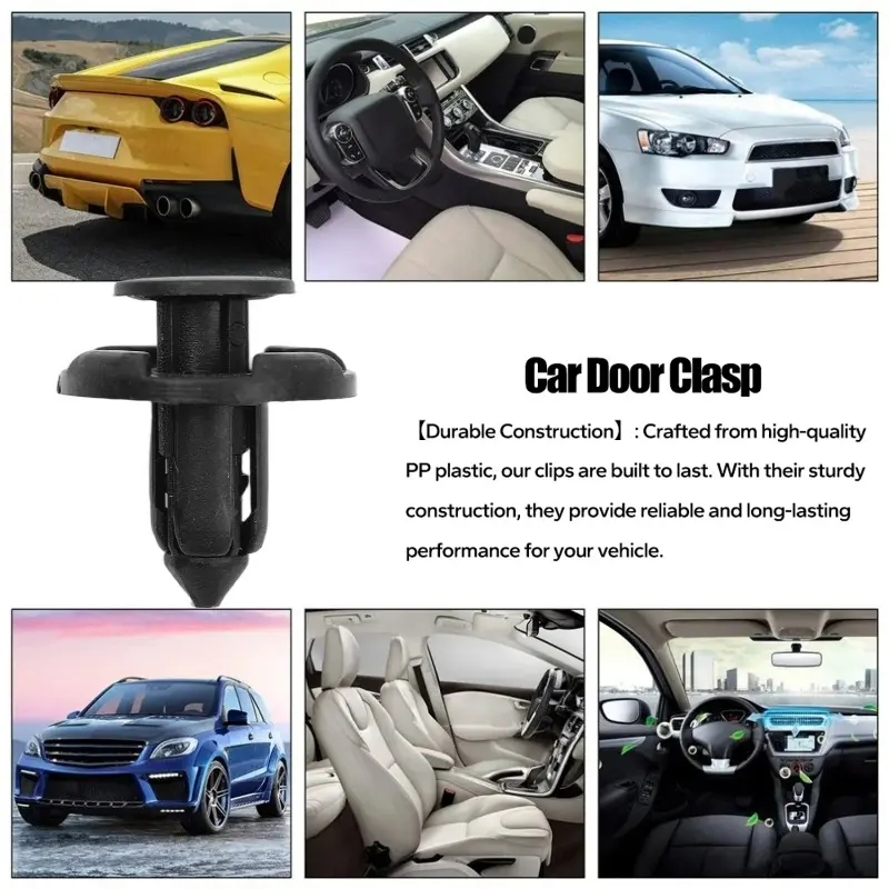 Car 8mm Hole Plastic Rivets Fastener Push Clip Black Auto Vehicle Door Trim Panel Retainer Fastener Car Accessories