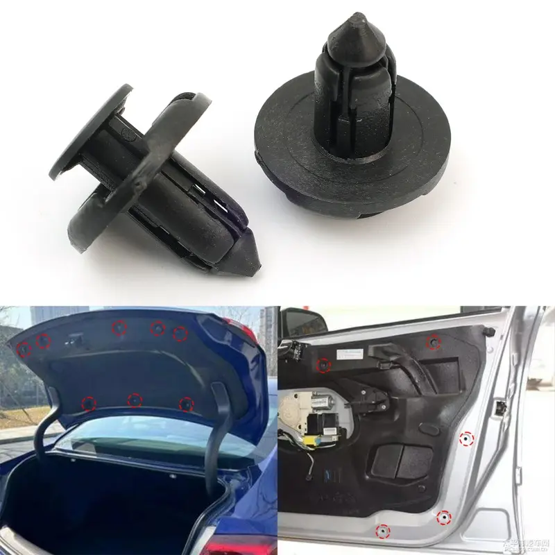 Car 8mm Hole Plastic Rivets Fastener Push Clip Black Auto Vehicle Door Trim Panel Retainer Fastener Car Accessories