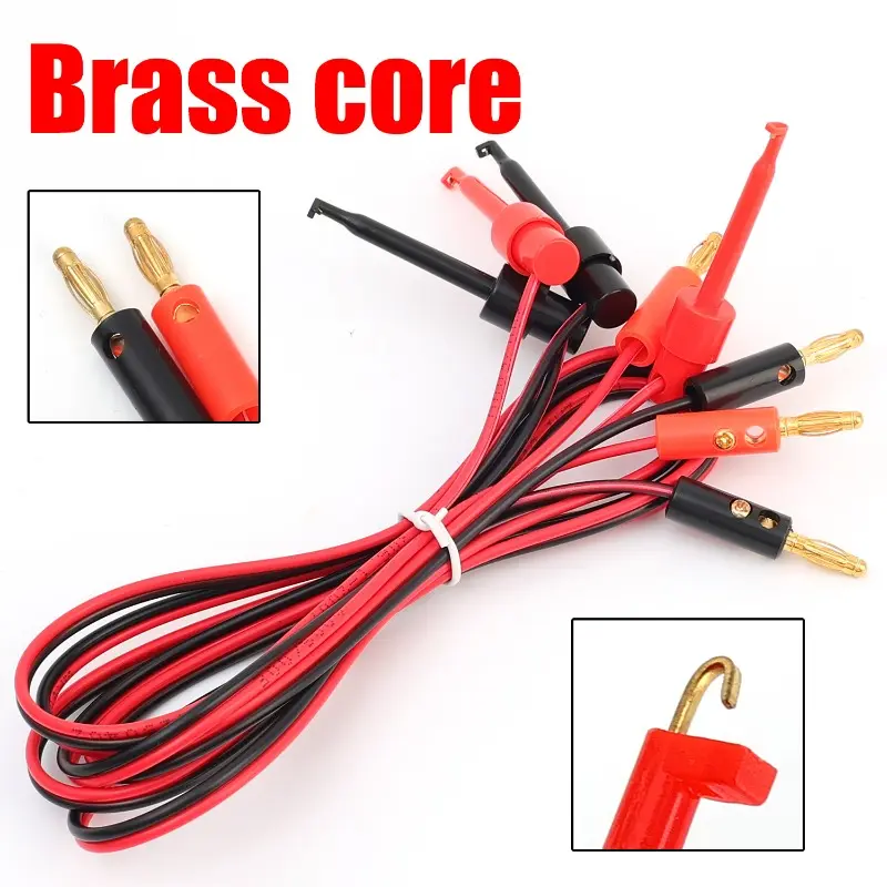 1M 4mm Banana Plug To Electric Hook Clip Test Cable Gold Plated for Multimeter Test Leads Wire Connector Red Black Banana Tester